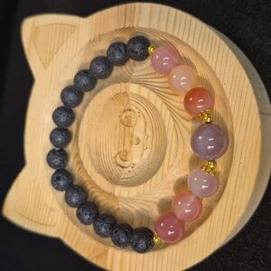 Artisan Crafted Yuan Yuan Agate and lava beads